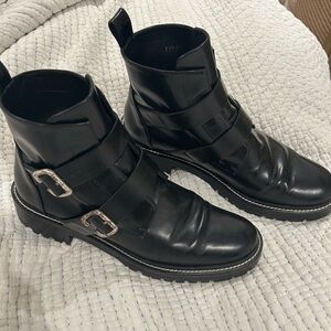 Freda Salvador Black lug sole ankle boots